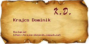 Krajcs Dominik névjegykártya